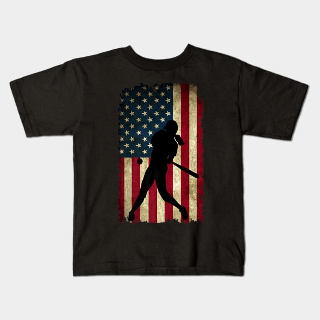 Girls Softballism USA Flag Softball Player Kids T-Shirt by Magic Ball